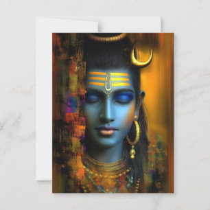 Carte Postale Lord Shiva Imprimé : Art visionnaire abstrait mode