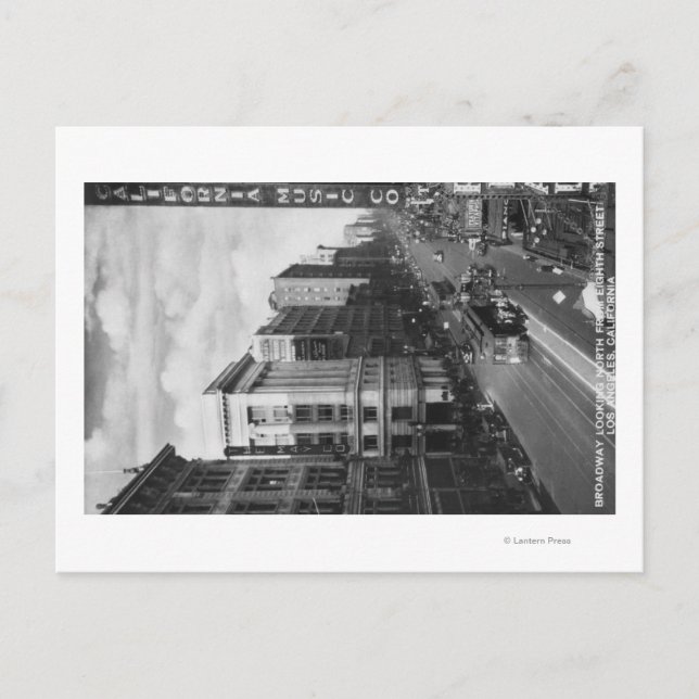 Carte Postale Los Angeles, CA Vue de Broadway regardant vers le  (Devant)