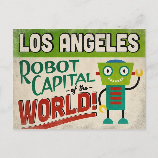 Carte Postale Los Angeles California Robot - Vintage amusant (Devant)