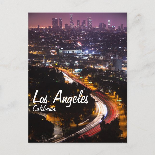 Carte Postale Los Angeles, Californie Skyline la nuit (Devant)