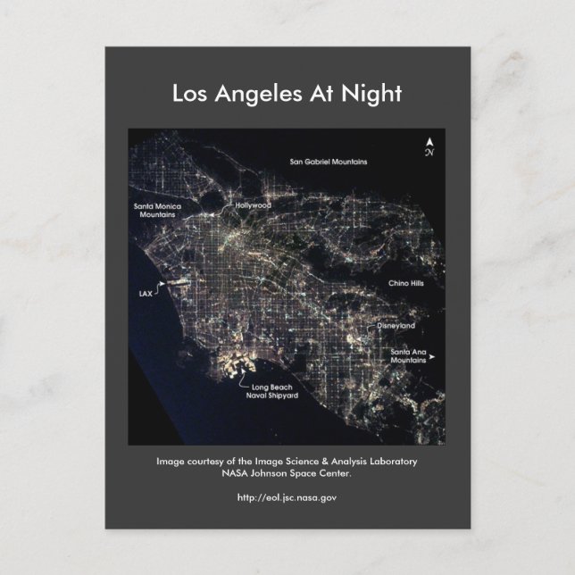 Carte Postale Los Angeles La Nuit (Devant)