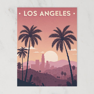 Carte Postale Los Angeles Retro Sunset avec Palm Trees