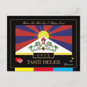 Carte Postale Losar Tibétain & Tashi Delek - Nouvel An /drapeau