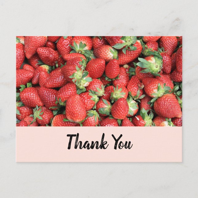 Carte Postale Lot de Fraises Rouges Juteuses Merci (Devant)