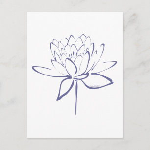 Carte Postale Lotus Calligraphy (bleu)