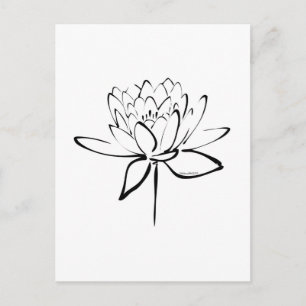 Carte Postale Lotus Calligraphy (Noir)