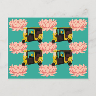 Carte Postale Lotus et Rickshaw