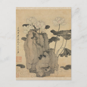 Carte Postale Lotus et Rocks par Chen Hongshou