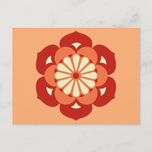 Carte Postale Lotus Flower Mandala, Pastel Orange et Mandarin