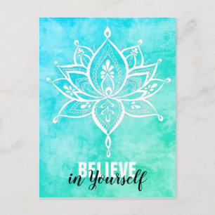 Carte Postale Lotus Mandala Turquoise Croire En Vous