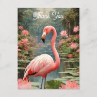 Lotus Pond Flamant rose rose Vintage