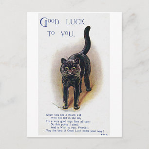 Carte Postale Louis Wain, Chat Chanceux,