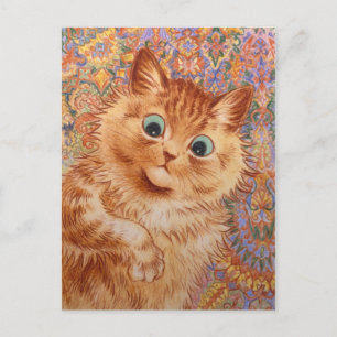 Carte Postale Louis Wain Chat de gingembre étonné CC1082