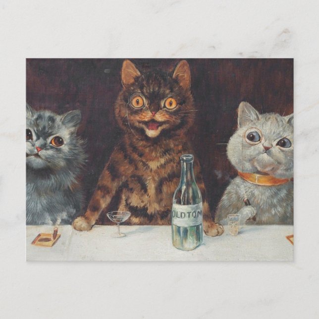 Carte Postale Louis Wain Fumer Et Boire (Devant)
