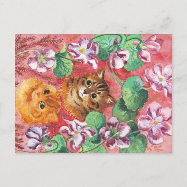 Carte Postale Louis Wain Kitties et Pansies (Devant)