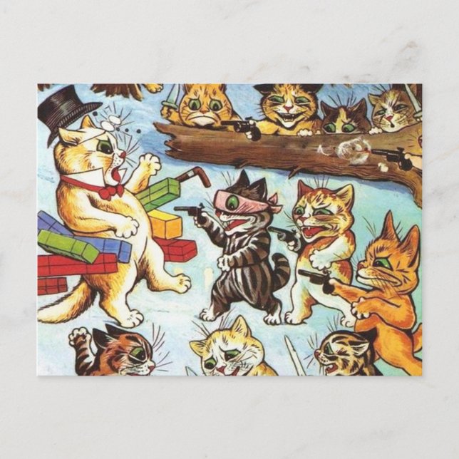 Carte Postale Louis Wain - Les brigands Et les brigands de l'emb (Devant)