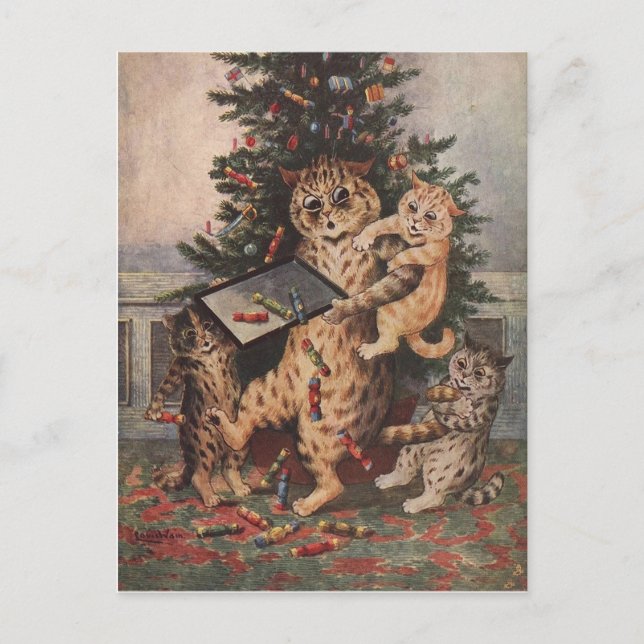 Carte Postale Louis Wain Noël en Catalogne (Devant)
