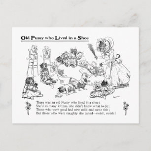 Carte Postale Louis Wain Vieux Chat en Chaussure Nursery Rhyme
