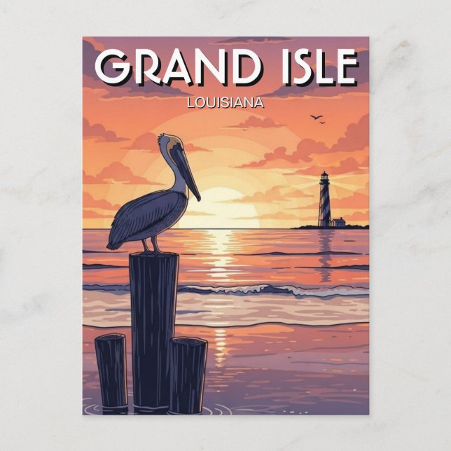 Carte Postale Louisiana Grand Isle Pelican  (Devant)