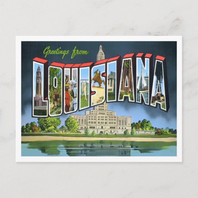 Carte postale Louisiana Vintage Big Letters (Devant)