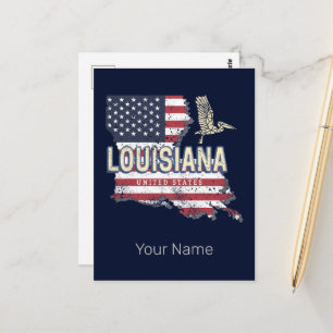 Carte Postale Louisiane avec conception vintage de pélican USA