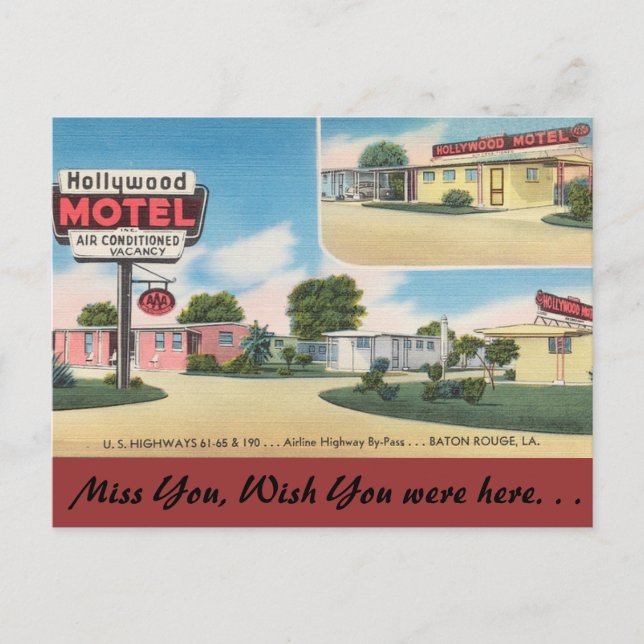 Carte Postale Louisiane, Hollywood Motel, Baton Rouge (Devant)