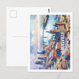 Carte Postale Louisville Kentucky Fameux Aquarelle de voyage