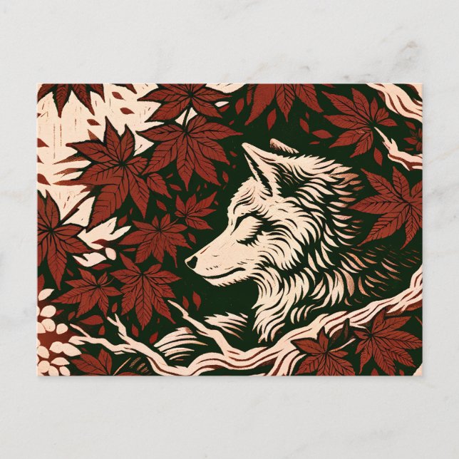 Carte Postale Loup amoureux art nature amour Loups (Devant)