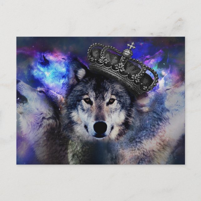 Carte Postale Loup animal dans la couronne (Devant)