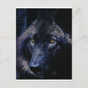 Carte Postale Loup au clair de lune (a)