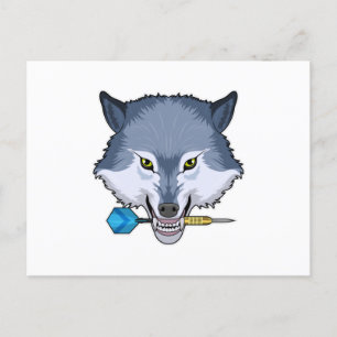 Carte Postale Loup aux fléchettes avec fléchette