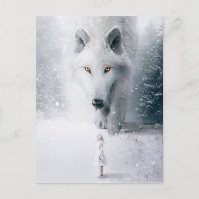 Carte Postale Loup blanc géant (Devant)