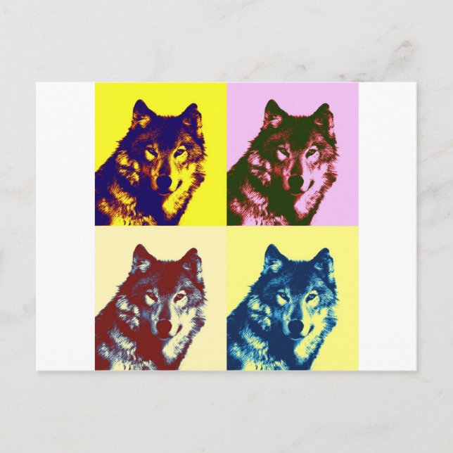 Carte Postale Loup d'art pop (Devant)