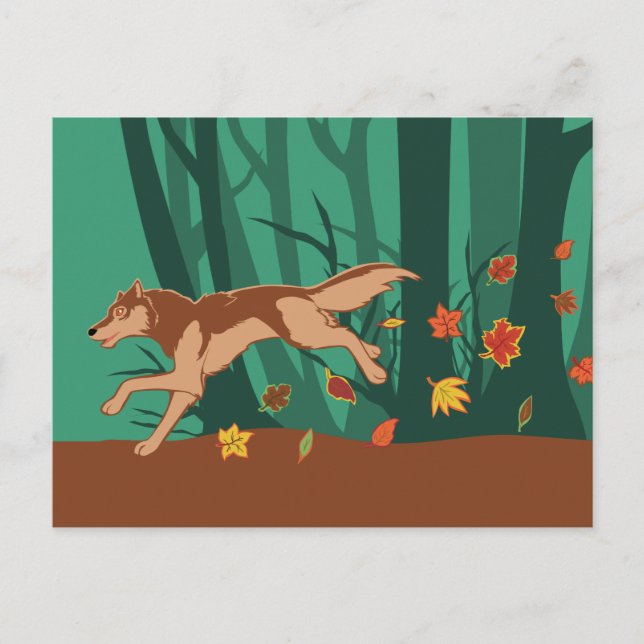 Carte Postale Loup d'automne (Devant)