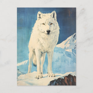 Carte Postale Loup de l'Arctique vintage