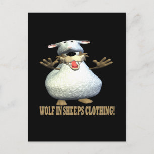 Carte Postale Loup En Vêtements De Moutons