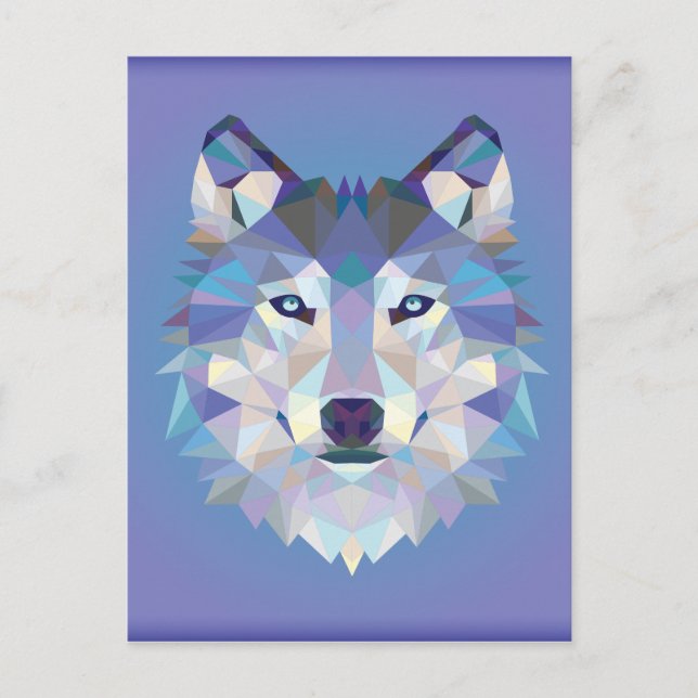 Carte Postale Loup géométrique. (Devant)