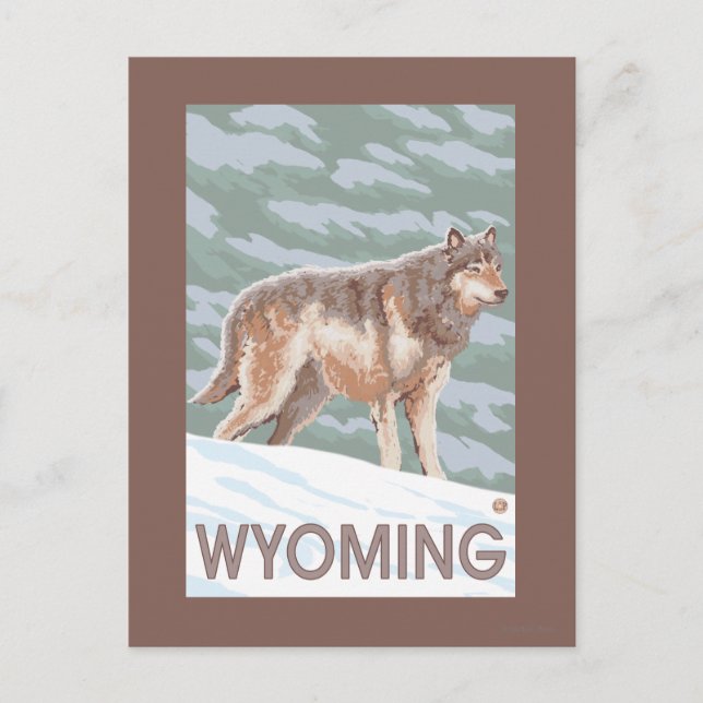 Carte Postale Loup gris deboutWyoming (Devant)