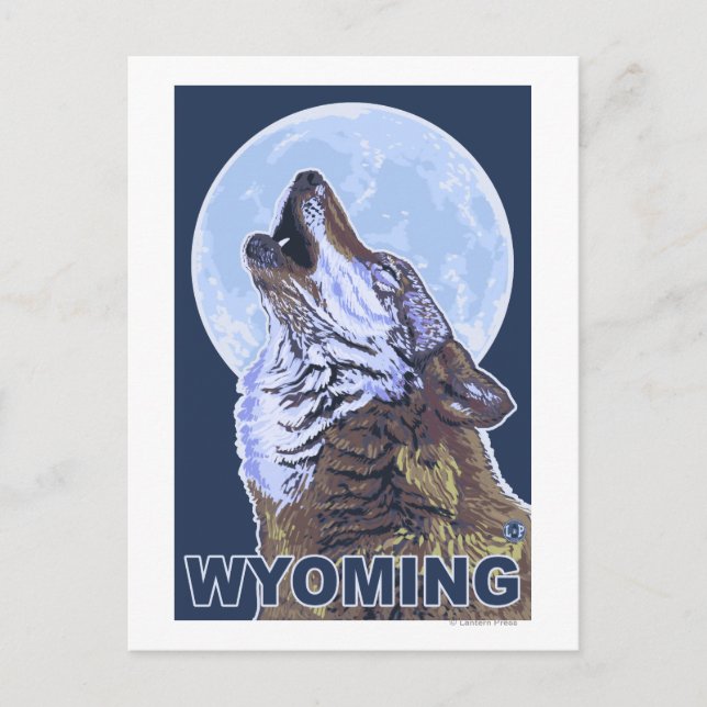 Carte Postale Loup gris HowlingWyoming (Devant)