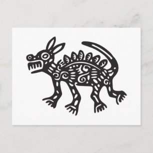 Carte Postale Loup, hiéroglyphe mexicain(Maya)