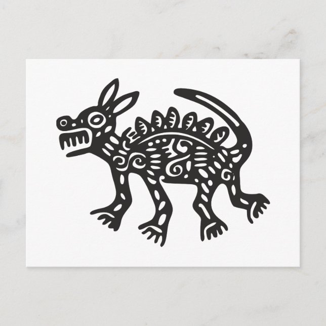 Carte Postale Loup, hiéroglyphe mexicain(Maya) (Devant)