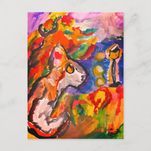 Carte Postale Loup la nuit