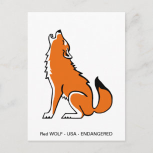 Carte Postale Loup rouge graphique - Amateur d'animaux - Nature 