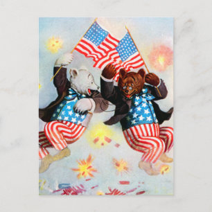 Carte Postale L'ours de patriote célèbrent le quatrième de