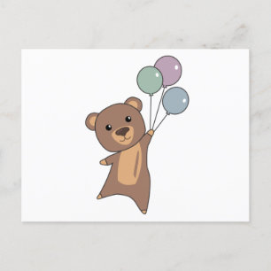 Carte Postale L'Ours S'Envole Avec Des Ballons De Bons Bêtes Ani