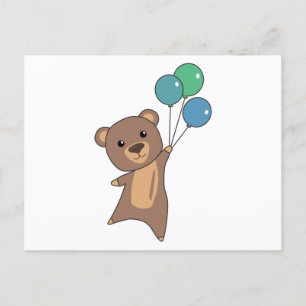 Carte Postale L'Ours S'Envole Avec Des Ballons De Bons Bêtes Ani
