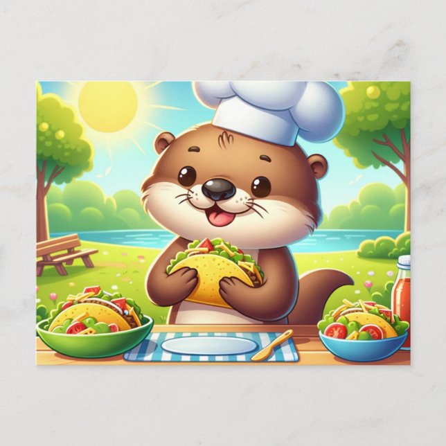 Carte Postale Loutre Adorable Avec Tacos (Devant)
