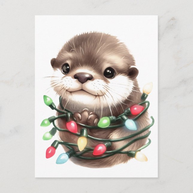 Carte Postale Loutre de Noël adorable  (Devant)