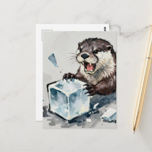 Carte Postale Loutre en colère brisant la glace