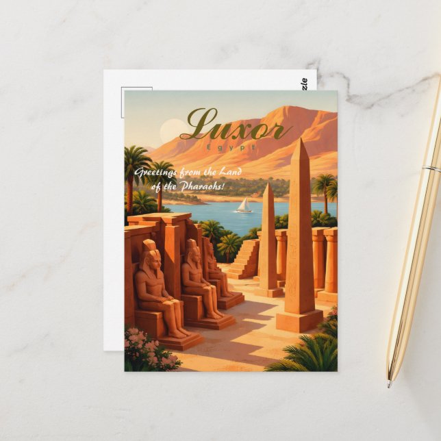 Carte Postale Louxor Égypte (Devant/Arrière en situation)